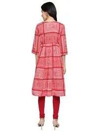 trendy stylish red cotton anarkali printed kurta for women-thumb1