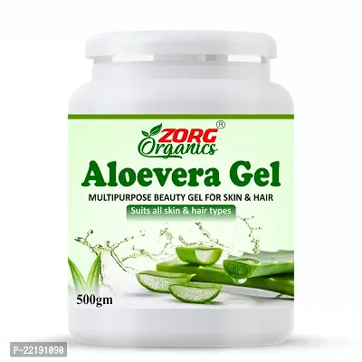 Zorg Organics Pure Natural Aloe Vera Gel (500 Gram ) - Ideal for Skin Treatment, Face, Acne Scars, Hair Treatment
