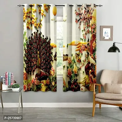 KFB Polyester Printed Door Curtains for Home, Living Room  Pooja Mandir Room (7 x 4 feet, Knitting, Pack of 1)-thumb0