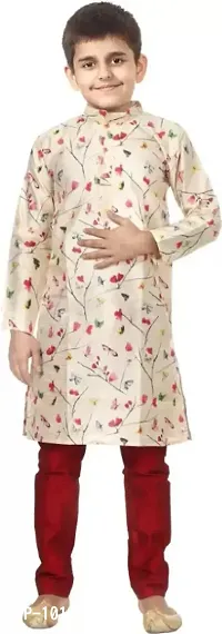 Multicolored Casual Full Sleeves Cotton Kurta Pyjama Set For Boys-thumb0