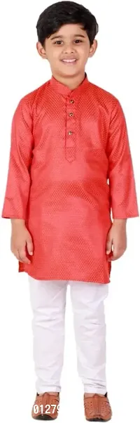Multicolored Casual Full Sleeves Cotton Kurta Pyjama Set For Boys-thumb0
