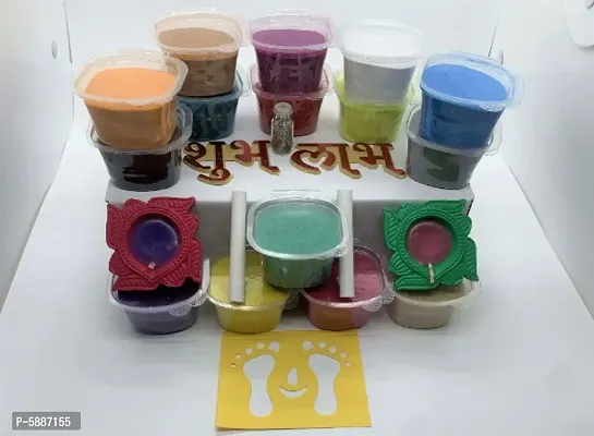 MAAVTAR 15 Vibrant Multicolor Rangoli/Sand Art/Rangoli Color Kit/Floor Decoration for Festivals Diwali (1500 Gram)-thumb0