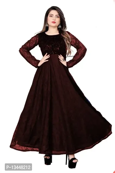 Stylish Fancy Polyester Ethnic Gown For Women-thumb0