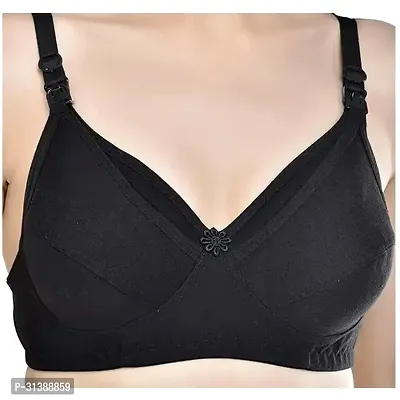 Stylish Black Cotton Blend Solid Maternity Bras For Women