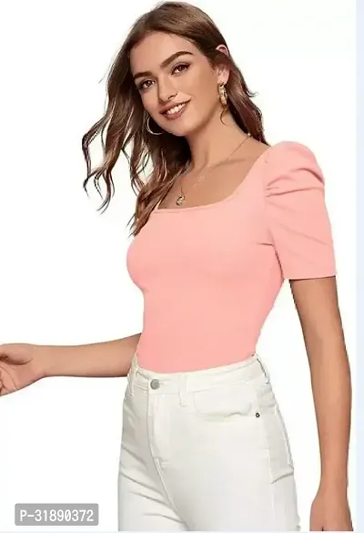 Elegant Pink Cotton Solid Top For Women-thumb0