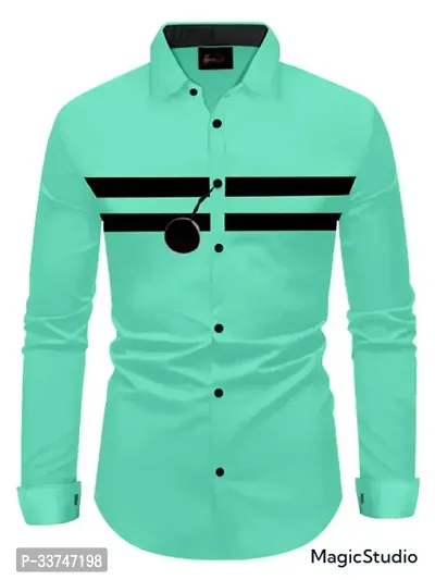 Reliable Green Cotton Colourblocked Long Sleeves Casual Shirt For Men-thumb0