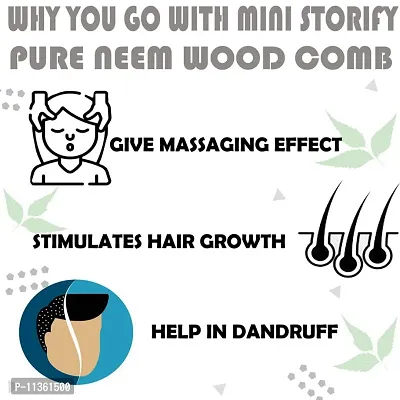 Mini Storify Truly Organic 1 Neem Tail Comb kachchi / Kachi Neem wood Comb Kangi Wooden Comb for women hair growth | Kanghi trated with pure bhringraj oil Pack of 1-thumb5