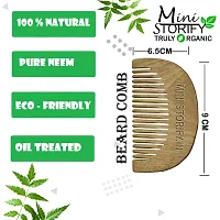 Mini Storify Truly Organic 1 Neem Beard Comb 1 Neem Handle Comb 100% Handmade, Anti- Dandruff |1 Kids bamboo toothbrush|1 Bamboo tongue cleaner Pack of 4-thumb1