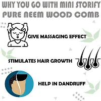 Mini Storify Truly Organic 1 Neem Beard Comb 1 Neem Handle Comb kachchi / Kachi Neem wood Comb Kangi Wooden Comb for women hair growth | Kanghi trated with pure bhringraj oil Pack of 2-thumb2