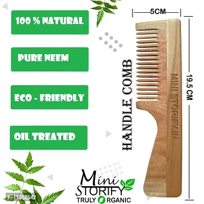 Mini Storify Truly Organic 1 Neem Beard Comb 1 Neem Handle Comb 100% Handmade, Anti- Dandruff |1 Kids bamboo toothbrush|1 Bamboo tongue cleaner Pack of 4-thumb3