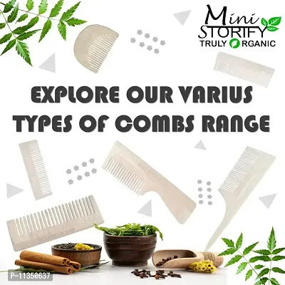 Mini Storify Truly Organic 1 Neem Beard Comb 1 Neem Handle Comb kachchi / Kachi Neem wood Comb Kangi Wooden Comb for women hair growth | Kanghi trated with pure bhringraj oil Pack of 2-thumb5