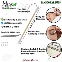 Mini Storify Truly Organic 1.Bamboo Cotton ear bud/swab|80 stem|2.Kids bamboo toothbrush - Oral Care|2.bamboo tongue cleaner|2 Oval Loofah/Loufah Pad, Sponge Body scrubber|4.Bamboo Straw (8"")(PACK-11)-thumb1