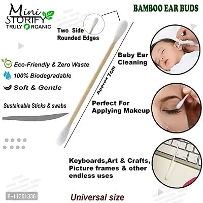 Mini Storify Truly Organic 1.Bamboo Cotton ear bud/swab|80 stem|2.Kids bamboo toothbrush - Oral Care|2.bamboo tongue cleaner|2 Oval Loofah/Loufah Pad, Sponge Body scrubber|4.Bamboo Straw (8"")(PACK-11)-thumb2