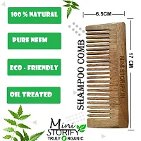 Mini Storify Truly Organic 1 Neem Shampu Comb pack of 2 kachchi / Kachi Neem wood Comb Kangi Wooden Comb for women hair growth | Kanghi trated with pure bhringraj oil Pack of 2-thumb1