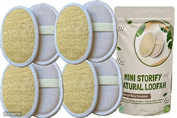 Mini Storify Truly Organic Truly OrganicNatural Oval Loufah/loofah Pads, Sponge Body Scrubber Organic, Skin Friendly, Light Weight, Exfoliating, Chemical Free for Bathing, Men, Women (Pack of 8)