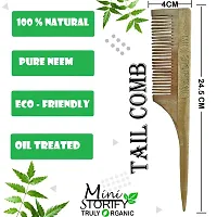 Mini Storify Truly Organic 1 Neem Tail Comb kachchi / Kachi Neem wood Comb Kangi Wooden Comb for women hair growth | Kanghi trated with pure bhringraj oil Pack of 1-thumb1