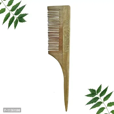 Mini Storify Truly Organic 1 Neem Tail Comb kachchi / Kachi Neem wood Comb Kangi Wooden Comb for women hair growth | Kanghi trated with pure bhringraj oil Pack of 1-thumb0