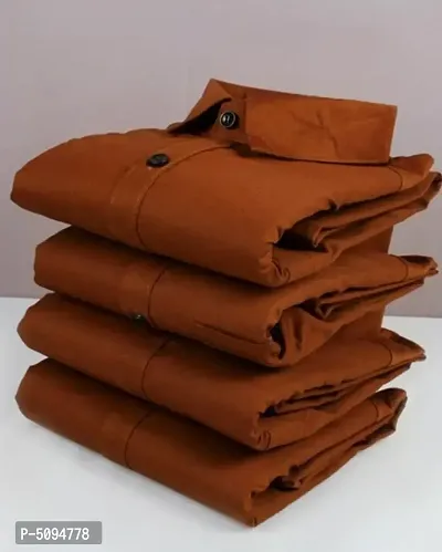 Stylish Cotton Blend Brown Solid Long Sleeves Casual Shirt For Men ( 1 Pcs )