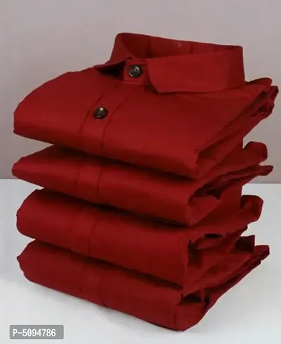 Stylish Cotton Blend Maroon Solid Long Sleeves Casual Shirt For Men ( 1 Pcs )-thumb0
