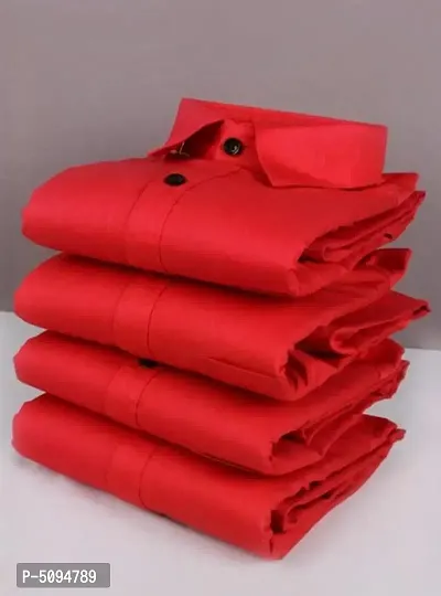 Stylish Cotton Blend Red Solid Long Sleeves Casual Shirt For Men ( 1 Pcs )