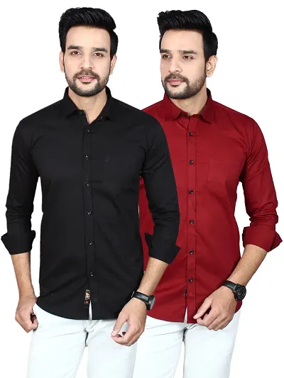 Stylish Casual Solid Shirt Pack Of 2