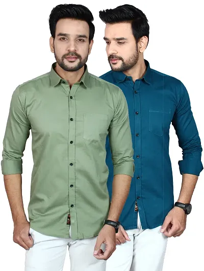 Stylish Casual Solid Shirt Pack Of 2