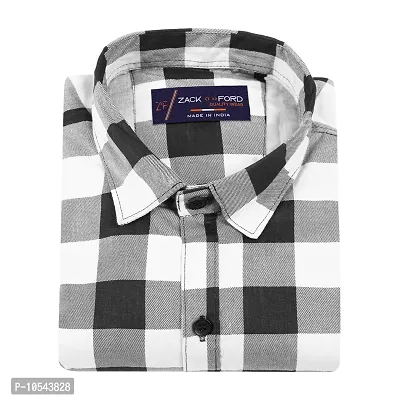 Reliable White Cotton Blend Checked Long Sleeves Casual Shirts For Men-thumb0