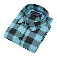 Reliable Blue Cotton Blend Checked Long Sleeves Casual Shirts For Men-thumb1