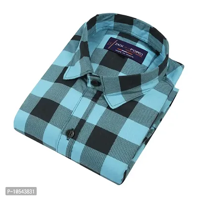 Reliable Blue Cotton Blend Checked Long Sleeves Casual Shirts For Men-thumb2