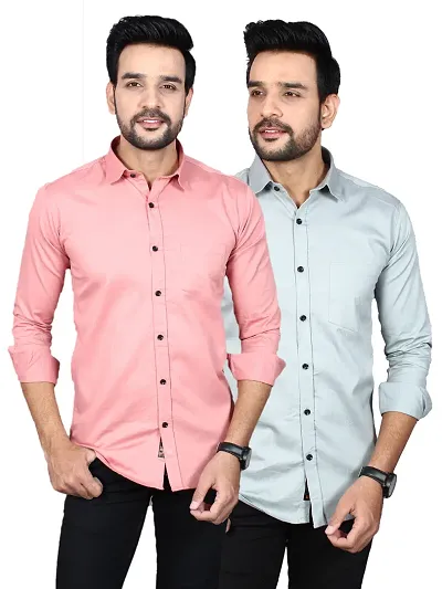 Stylish Solid Shirt Pack of 2