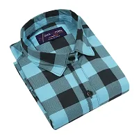 Reliable Blue Cotton Blend Checked Long Sleeves Casual Shirts For Men-thumb2