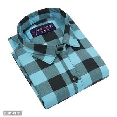 Reliable Blue Cotton Blend Checked Long Sleeves Casual Shirts For Men-thumb3