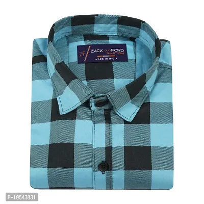 Reliable Blue Cotton Blend Checked Long Sleeves Casual Shirts For Men