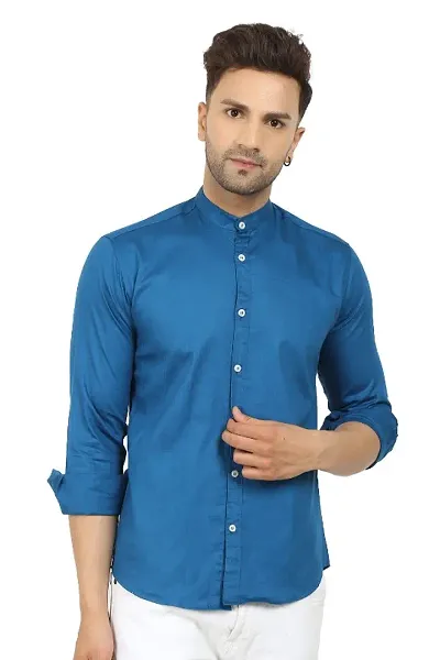 Trendy Stylish Blend Slim Fit Long Sleeves Casual Shirt