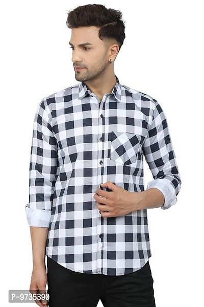 Trendy Cotton Blend Checked Long Sleeves Casual Shirt