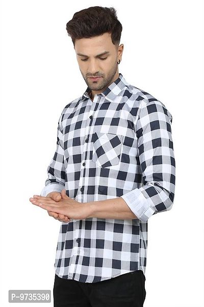 Trendy Cotton Blend Checked Long Sleeves Casual Shirt-thumb3