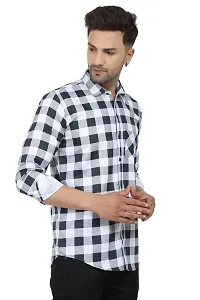 Trendy Cotton Blend Checked Long Sleeves Casual Shirt-thumb3