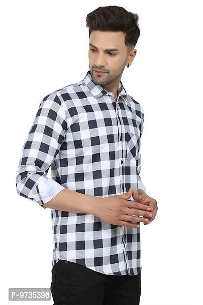 Trendy Cotton Blend Checked Long Sleeves Casual Shirt-thumb4