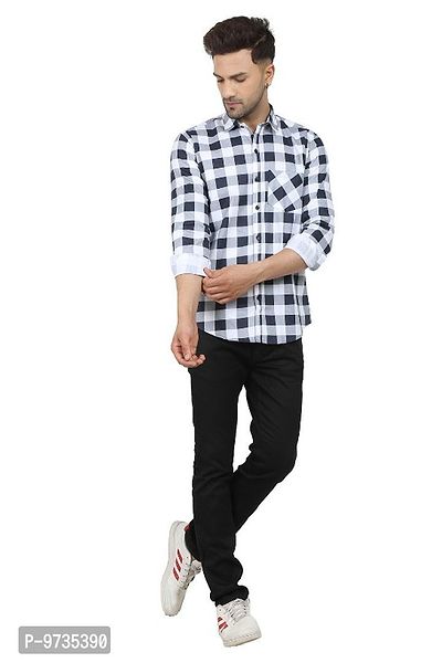 Trendy Cotton Blend Checked Long Sleeves Casual Shirt-thumb5