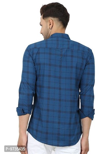 Trendy Cotton Blend Checked Long Sleeves Casual Shirt-thumb4