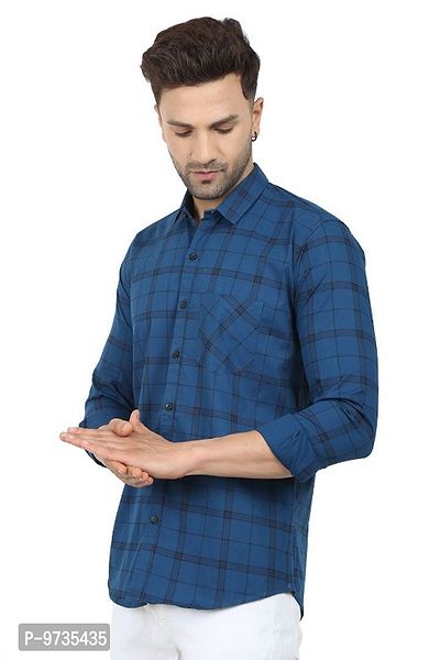 Trendy Cotton Blend Checked Long Sleeves Casual Shirt-thumb5