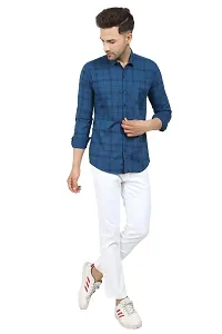 Trendy Cotton Blend Checked Long Sleeves Casual Shirt-thumb2