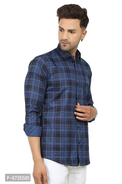 Trendy Cotton Blend Checked Long Sleeves Casual Shirt-thumb4