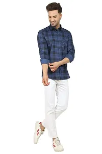 Trendy Cotton Blend Checked Long Sleeves Casual Shirt-thumb4