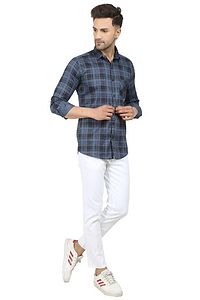 Trendy Cotton Blend Checked Long Sleeves Casual Shirt-thumb4