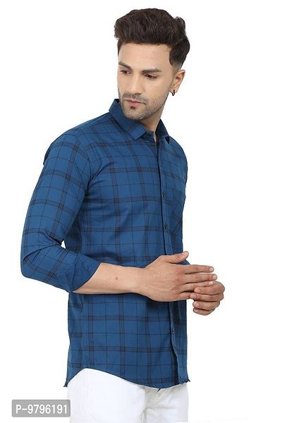 Trendy Cotton Blend Checked Long Sleeves Casual Shirt-thumb4