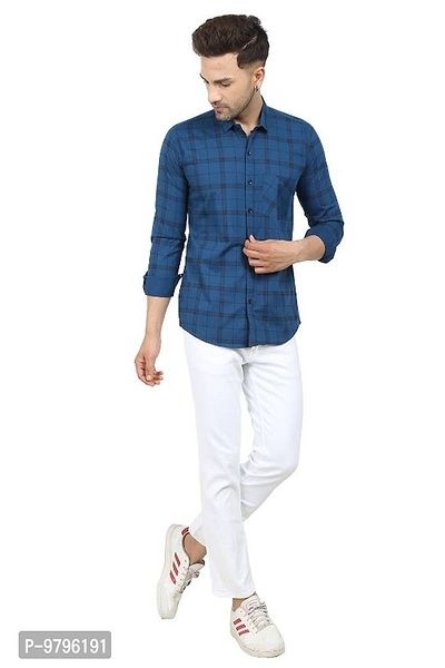 Trendy Cotton Blend Checked Long Sleeves Casual Shirt-thumb5