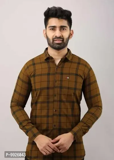 Classic Cotton Blend Checked Casual Shirts for Men