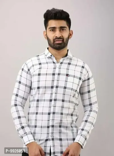 Classic Cotton Blend Checked Casual Shirts for Men-thumb0