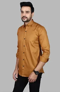 Stylish Cotton Blend Brown Solid Long Sleeves Casual Shirt For Men ( 1 Pcs )-thumb1